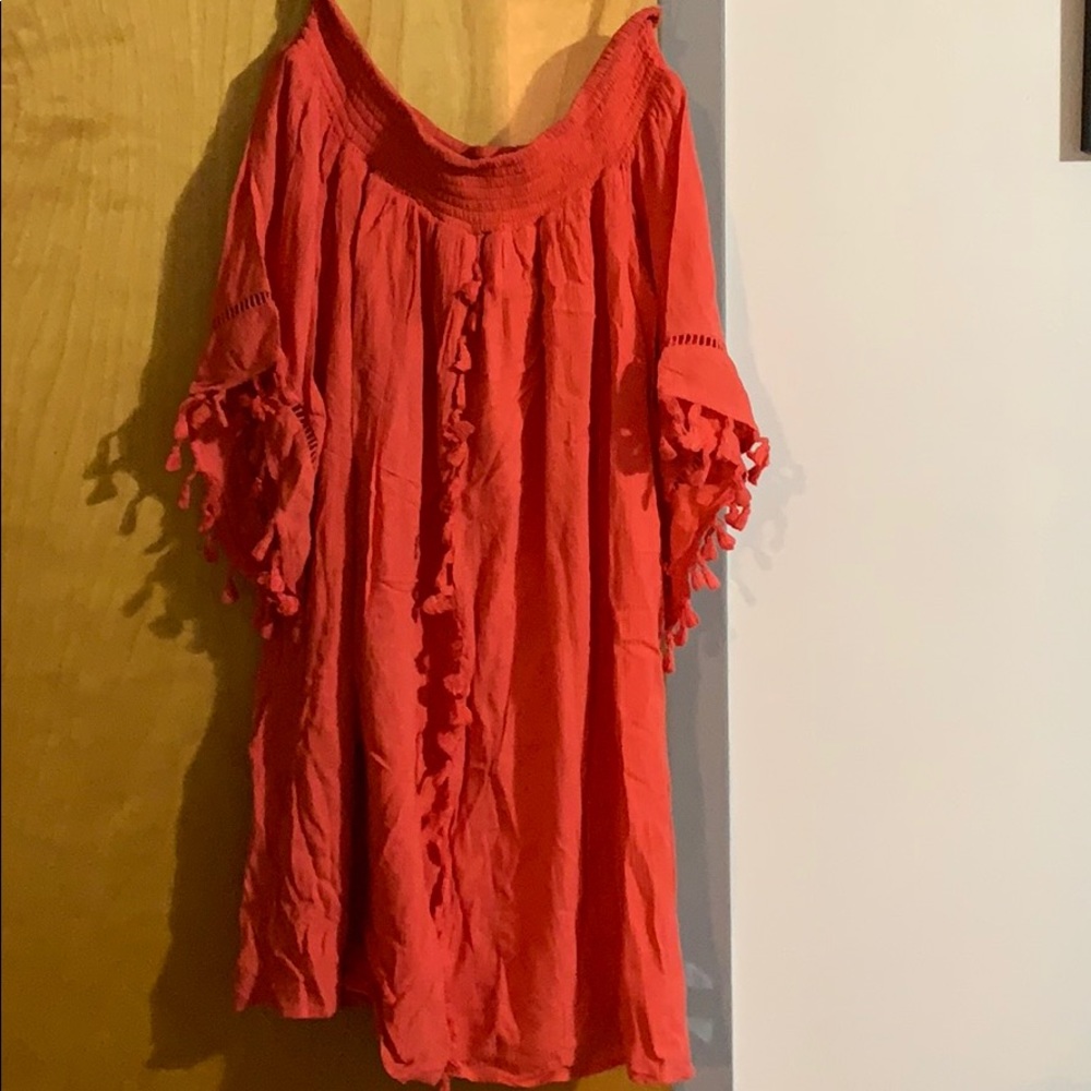 Off the shoulder beach cover up or dress!!